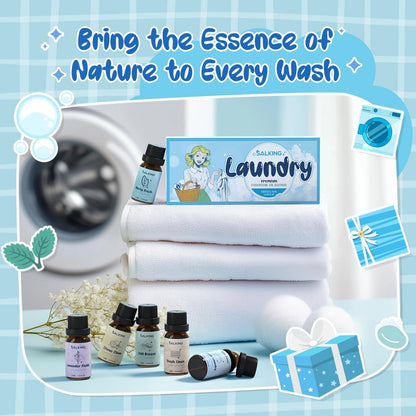 SALKING Waschparfüm-Öle, Premium Duftöl für Diffuser, Duftöl-Geschenkset für Seifen- und Kerzenherstellung – Citrus Clean, Fresh Laundry, Fresh Linen, Lavender Fields, Still Breeze, Minty Fresh
