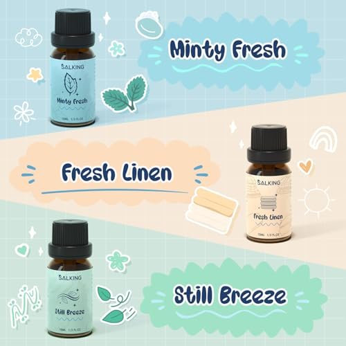 SALKING Waschparfüm-Öle, Premium Duftöl für Diffuser, Duftöl-Geschenkset für Seifen- und Kerzenherstellung – Citrus Clean, Fresh Laundry, Fresh Linen, Lavender Fields, Still Breeze, Minty Fresh