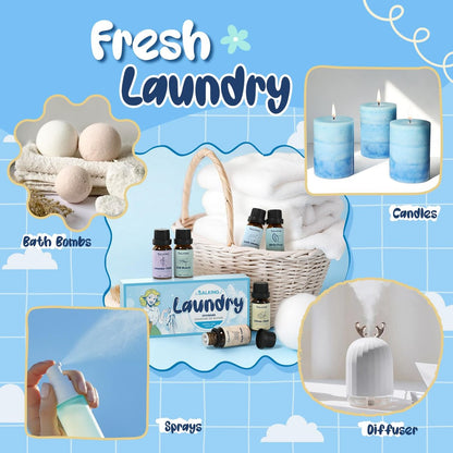SALKING Waschparfüm-Öle, Premium Duftöl für Diffuser, Duftöl-Geschenkset für Seifen- und Kerzenherstellung – Citrus Clean, Fresh Laundry, Fresh Linen, Lavender Fields, Still Breeze, Minty Fresh