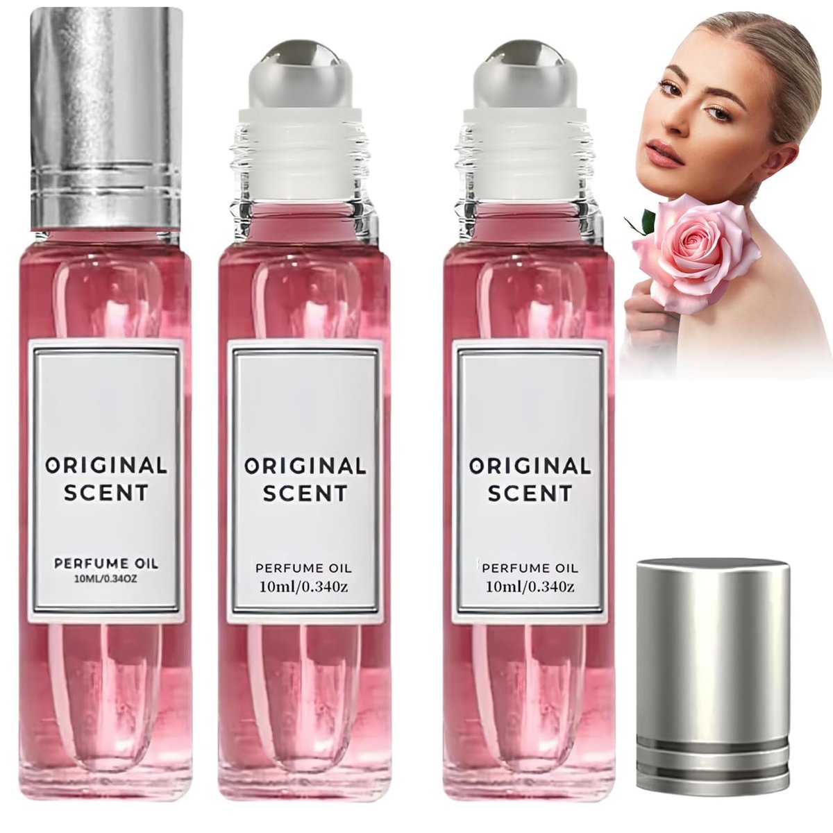 AUJ 3er-Set Pheromon-Parfüm für Frauen – Verführerischer Duft, lang anhaltendes Roll-On-Parfüm, 3 x 10 ml