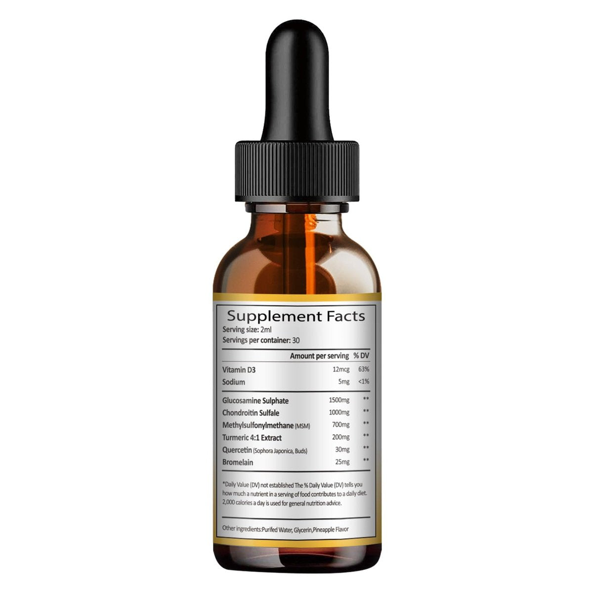 Totaria Glucosamin Chondroitin MSM Liquid Drops mit Vitamin D3 und Kurkuma – Gelenkunterstützung für Beweglichkeit, Flexibilität und Knochen, 60 ml (2 Fl. Oz.)