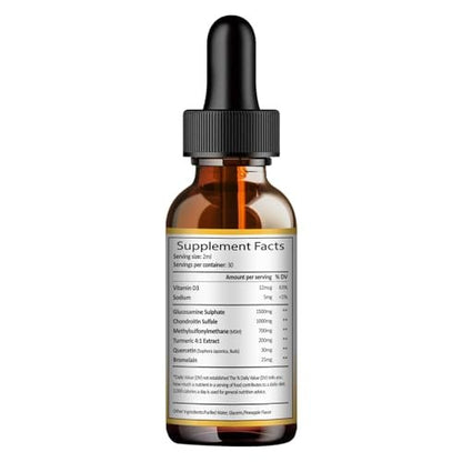Totaria Glucosamin Chondroitin MSM Liquid Drops mit Vitamin D3 und Kurkuma – Gelenkunterstützung für Beweglichkeit, Flexibilität und Knochen, 60 ml (2 Fl. Oz.)