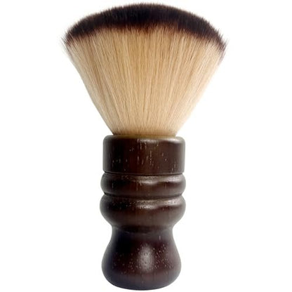 Jaasuee Großer Nackenduster – Weiche Nylon-Haarbürste mit Holzgriff für Gesichtsreinigung und Haarschnitte, Braun