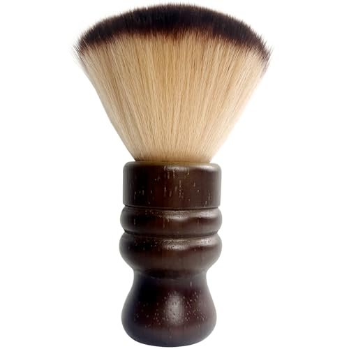 Jaasuee Großer Nackenduster – Weiche Nylon-Haarbürste mit Holzgriff für Gesichtsreinigung und Haarschnitte, Braun