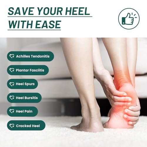 Fersenpolster für Plantarfasziitis – Welnove Anti-Rutsch Fersenkissen für Damen und Herren, Fersensporn Schmerzlinderung, Einlegesohlen für Achillessehnenentzündung, trockene und rissige Fersen (Größe S)