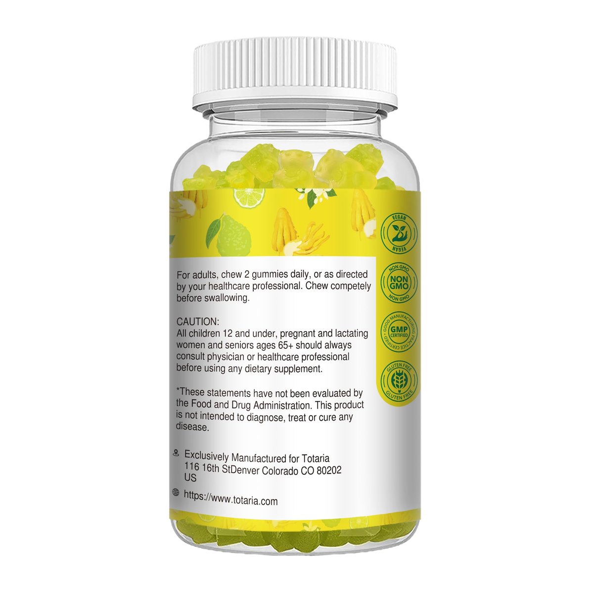 Zuckerfreie Citrus Bergamotte Gummibärchen – Natürliches 25:1 Extrakt aus italienischer Bergamotte für gesundes Anti-Aging, zuckerfrei, vegan