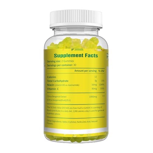 Zuckerfreie Citrus Bergamotte Gummibärchen – Natürliches 25:1 Extrakt aus italienischer Bergamotte für gesundes Anti-Aging, zuckerfrei, vegan