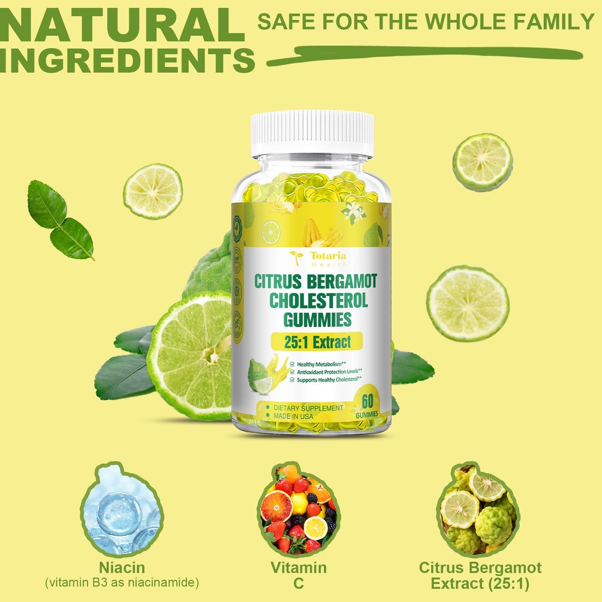Zuckerfreie Citrus Bergamotte Gummibärchen – Natürliches 25:1 Extrakt aus italienischer Bergamotte für gesundes Anti-Aging, zuckerfrei, vegan