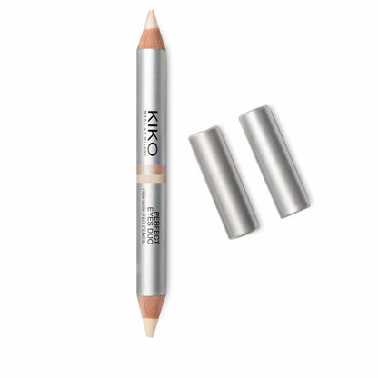 Kiko Milano Perfect Eyes Duo Highlighter Stift | Dual-End Highlighter Pencil 01 Weiß/Transparent