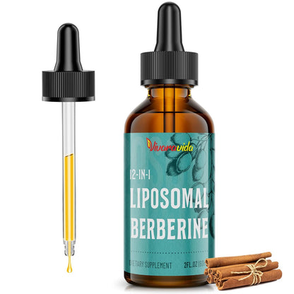 Berberin HCl Supplement 3000 mg – Liposomales Berberin HCl Liquid – AMPK-Aktivator mit Kurkuma, Ceylon-Zimt, 12 natürliche Inhaltsstoffe – 60 ml