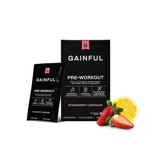 Gainful Pre-Workout Pulver mit natürlichem Koffein & L-Theanin für Energie & Fokus, L-Citrullin & Beta-Alanin für Ausdauer, BCAAs für Muskelregeneration, vegan, Erdbeer-Zitronen-Limo, 10 Portionen