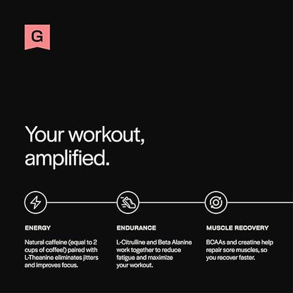 Gainful Pre-Workout Pulver mit natürlichem Koffein & L-Theanin für Energie & Fokus, L-Citrullin & Beta-Alanin für Ausdauer, BCAAs für Muskelregeneration, vegan, Erdbeer-Zitronen-Limo, 10 Portionen