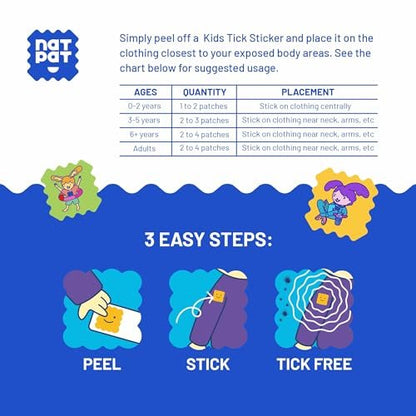 NATPAT TrailPatch Zeckenschutz-Sticker für Kinder – 48er Pack, natürlich & chemiefrei