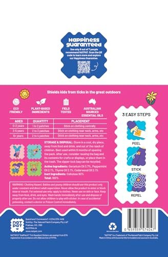 NATPAT TrailPatch Zeckenschutz-Sticker für Kinder – 48er Pack, natürlich & chemiefrei