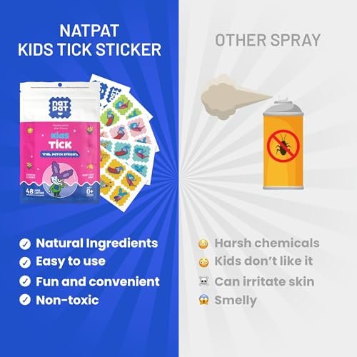 NATPAT TrailPatch Zeckenschutz-Sticker für Kinder – 48er Pack, natürlich & chemiefrei