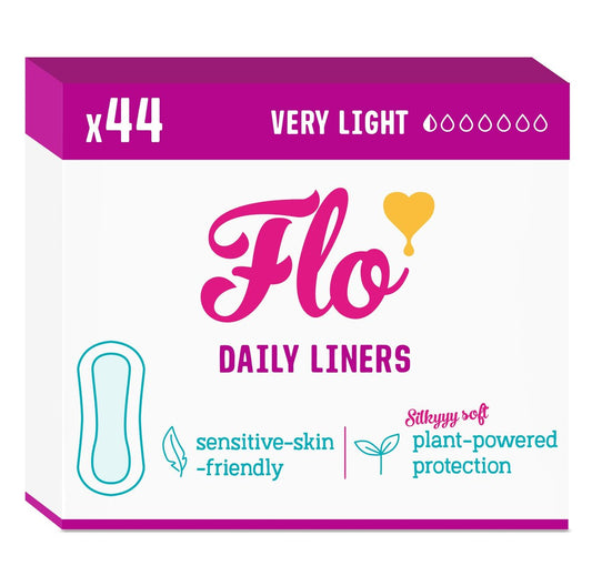 Flo - Tägliche Slipeinlagen (44er Pack) - Organische Bambus-Slipeinlagen für Frauen - Sehr leichter Fluss - Verpackt, ultradünn - Saugfähig, weich & atmungsaktiv - Duftfrei - Vegan & tierversuchsfrei