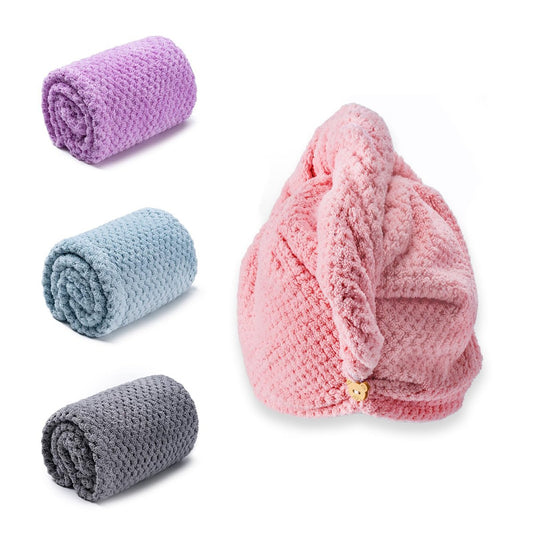 Amrules Haartuch Wickel, 4er-Pack 25 x 65 cm Handtuch-Turbane für nasses Haar, Trockenhaartuch, Stirnbänder für lockiges und langes Haar - Badezimmer Must-Have für Damen