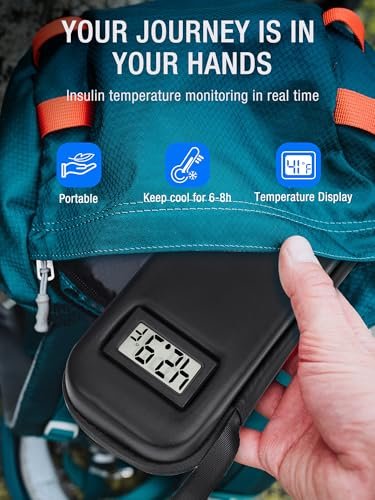 LengKe Insulin Kühltasche Reiseetui TSA-geprüft mit Temperaturanzeige, Tragbare Insulin Pen Kühltasche für Kühlakkus, Reise Diabetikerzubehör (Schwarz, Temperaturanzeige)
