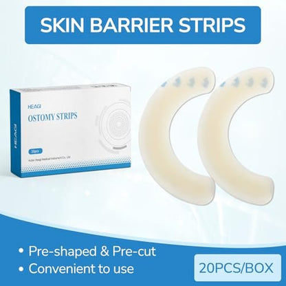 Heagimed 20 Stück Ostomy Barrier Strips – Hautfreundliche Hydrokolloid-Barrierestreifen für Stomabeutel, Kolostomie- und Ileostomie-Versorgung
