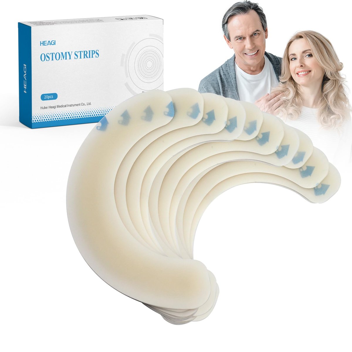 Heagimed 20 Stück Ostomy Barrier Strips – Hautfreundliche Hydrokolloid-Barrierestreifen für Stomabeutel, Kolostomie- und Ileostomie-Versorgung