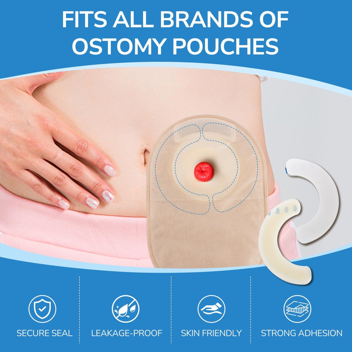 Heagimed 20 Stück Ostomy Barrier Strips – Hautfreundliche Hydrokolloid-Barrierestreifen für Stomabeutel, Kolostomie- und Ileostomie-Versorgung