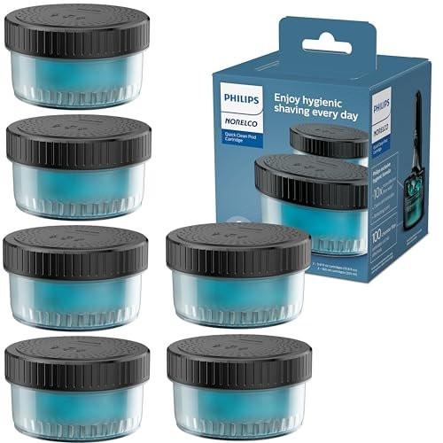 Norelco Philips Quick Clean Pod Patrone – Rasiererpflege und Reinigung, 6x 5,4 fl oz Kartuschen (bis zu 1,5 Jahre Vorrat), BD9011AZ