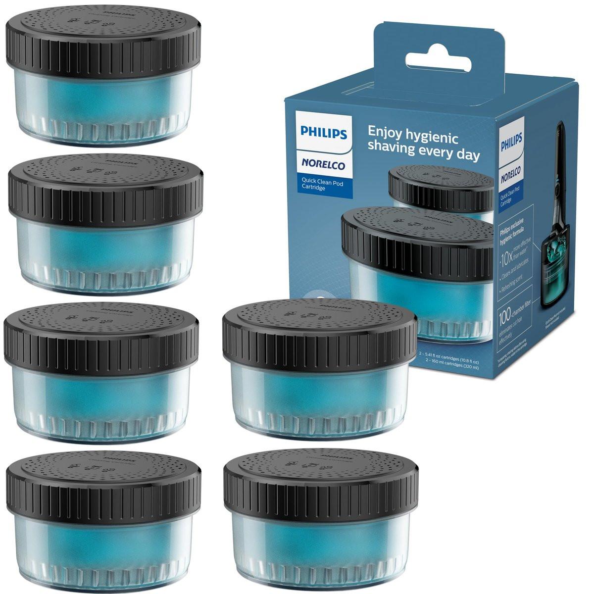 Norelco Philips Quick Clean Pod Patrone – Rasiererpflege und Reinigung, 6x 5,4 fl oz Kartuschen (bis zu 1,5 Jahre Vorrat), BD9011AZ