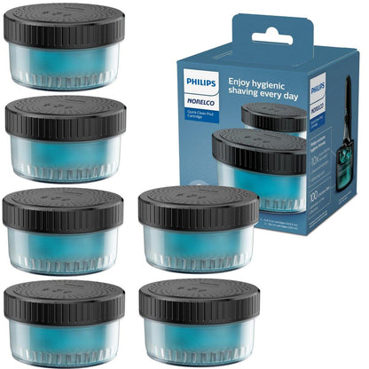 Norelco Philips Quick Clean Pod Patrone – Rasiererpflege und Reinigung, 6x 5,4 fl oz Kartuschen (bis zu 1,5 Jahre Vorrat), BD9011AZ