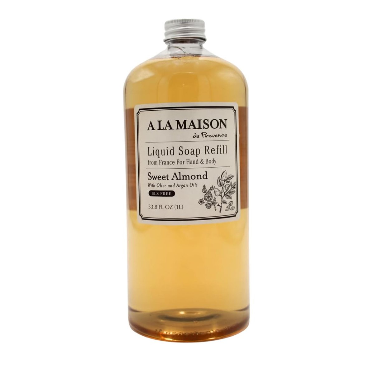 A LA MAISON Süßmandel Natur Handseife mit ätherischen Ölen - Biologisch abbaubar, pflanzlich, vegan, tierversuchsfrei (33,8 Fl Oz Nachfüllpackung, 1er-Pack)