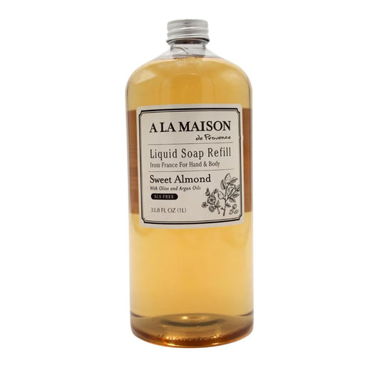 A LA MAISON Süßmandel Natur Handseife mit ätherischen Ölen - Biologisch abbaubar, pflanzlich, vegan, tierversuchsfrei (33,8 Fl Oz Nachfüllpackung, 1er-Pack)