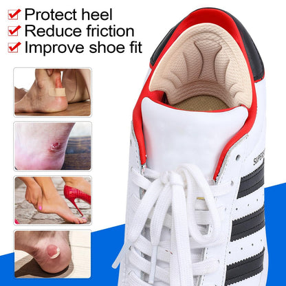 Fersenpolster für Damen und Herren, selbstklebende Fersenaufkleber, wiederverwendbare Fersenpolster für zu große Schuhe und Stiefel – 2x Schwarz + 4x Beige