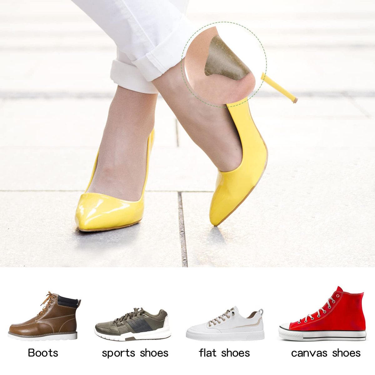 Fersenpolster für Damen und Herren, selbstklebende Fersenaufkleber, wiederverwendbare Fersenpolster für zu große Schuhe und Stiefel – 2x Schwarz + 4x Beige