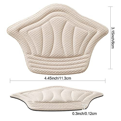 Fersenpolster für Damen und Herren, selbstklebende Fersenaufkleber, wiederverwendbare Fersenpolster für zu große Schuhe und Stiefel – 2x Schwarz + 4x Beige