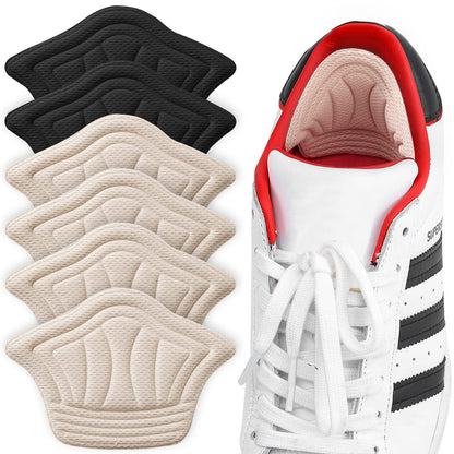 Fersenpolster für Damen und Herren, selbstklebende Fersenaufkleber, wiederverwendbare Fersenpolster für zu große Schuhe und Stiefel – 2x Schwarz + 4x Beige