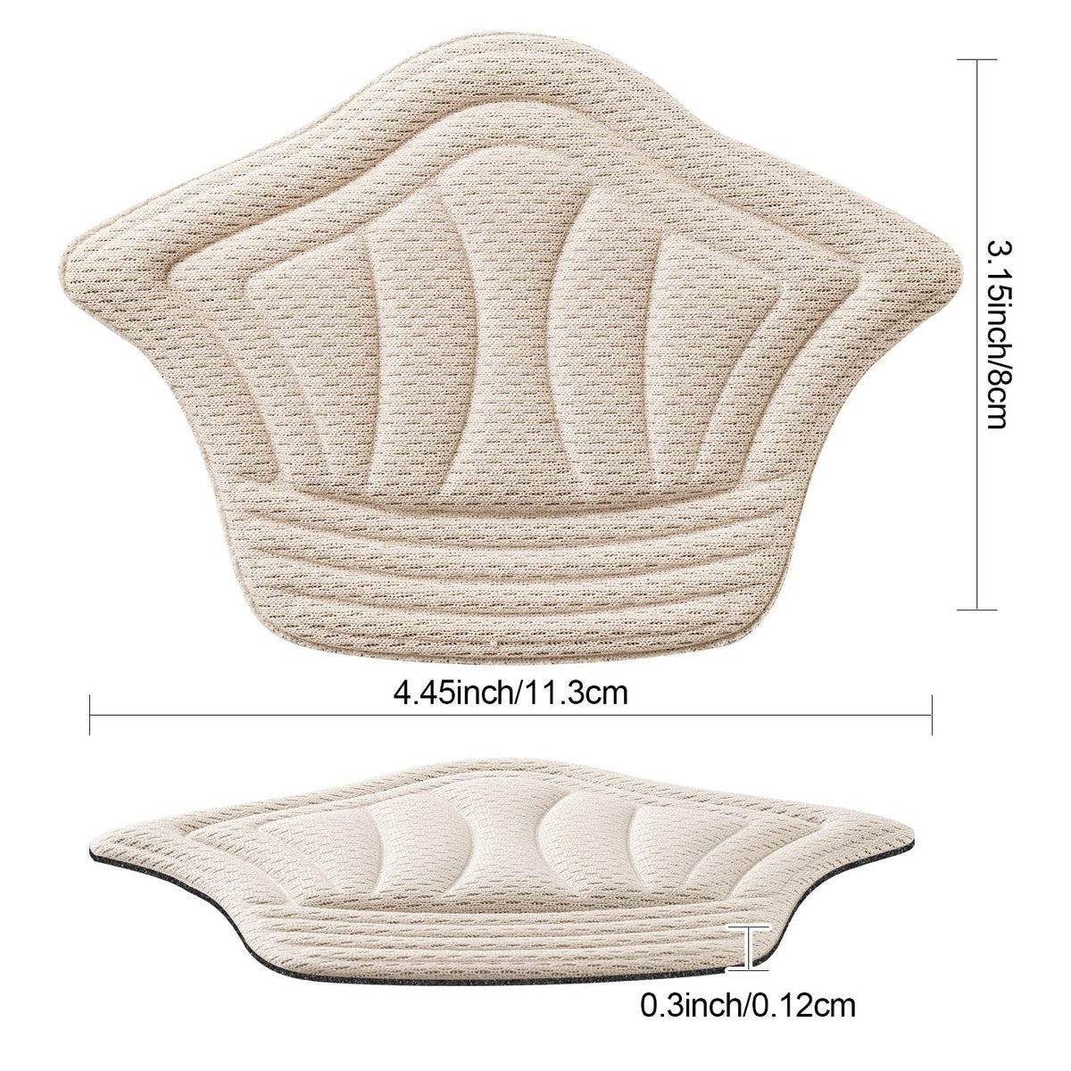 Fersenpolster für Damen und Herren, selbstklebende Fersenaufkleber, wiederverwendbare Fersenpolster für zu große Schuhe und Stiefel – 2x Schwarz + 4x Beige