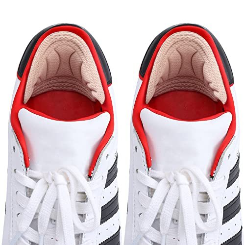Fersenpolster für Damen und Herren, selbstklebende Fersenaufkleber, wiederverwendbare Fersenpolster für zu große Schuhe und Stiefel – 2x Schwarz + 4x Beige