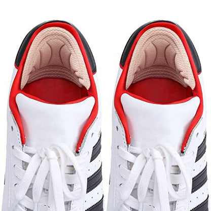 Fersenpolster für Damen und Herren, selbstklebende Fersenaufkleber, wiederverwendbare Fersenpolster für zu große Schuhe und Stiefel – 2x Schwarz + 4x Beige