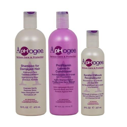 ApHogee Shampoo für geschädigtes Haar 16 Fl Oz, ProVitamin Leave-In Conditioner 16 Fl Oz, Keratin 2 Minute Reconstructor 8 Fl Oz Set