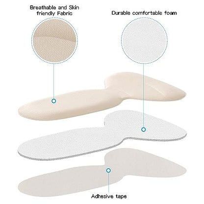SUMBLIME Selbstklebende Fersenpolster für lose Schuhe, zu große Stiefel, Fersen-Griff-Einlagen für Damen und Herren, Verbesserung der Schuhpassform, 4 Paar Beige