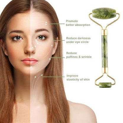 Sbnnfikeb 5-teiliges Jade-Roller & Gua Sha Set – Jade-Gesichtspflege-Set für die tägliche Hautpflege und als Geschenk