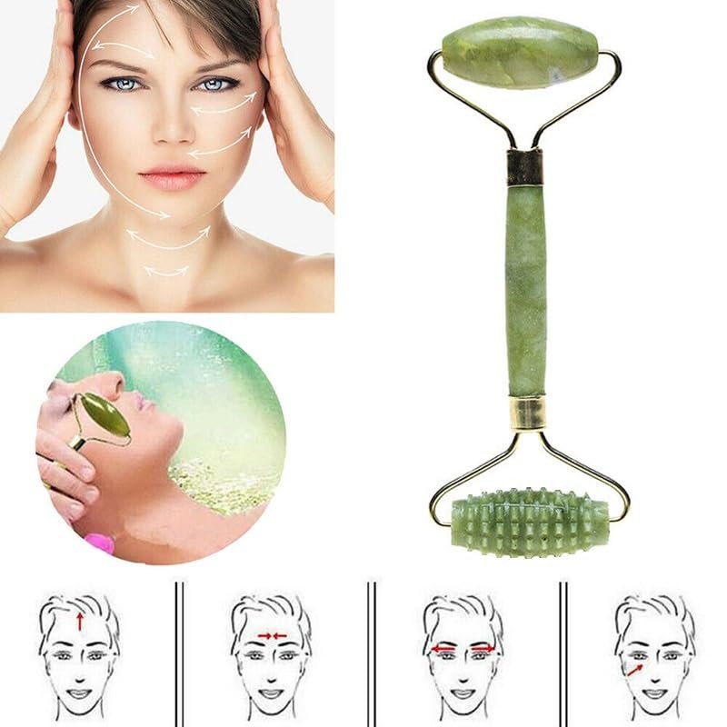 Sbnnfikeb 5-teiliges Jade-Roller & Gua Sha Set – Jade-Gesichtspflege-Set für die tägliche Hautpflege und als Geschenk