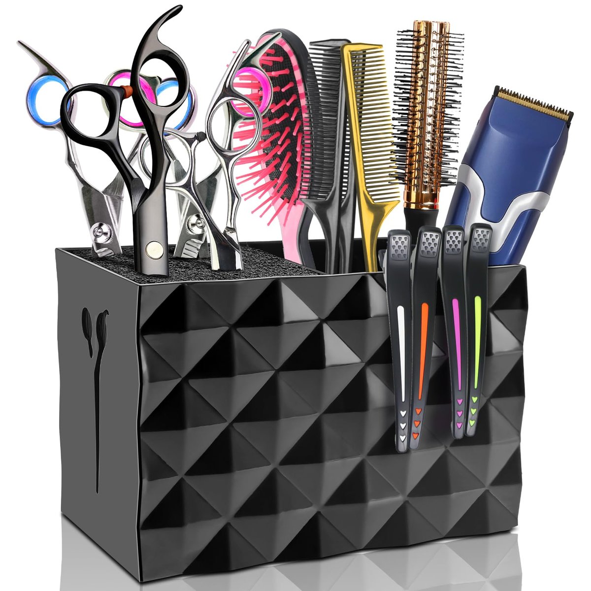 NICEMOVIC Barber Scheren Aufbewahrungsbox - Professioneller Friseur Organizer für Scheren, Kämme, Clips und Bürsten (Schwarz)
