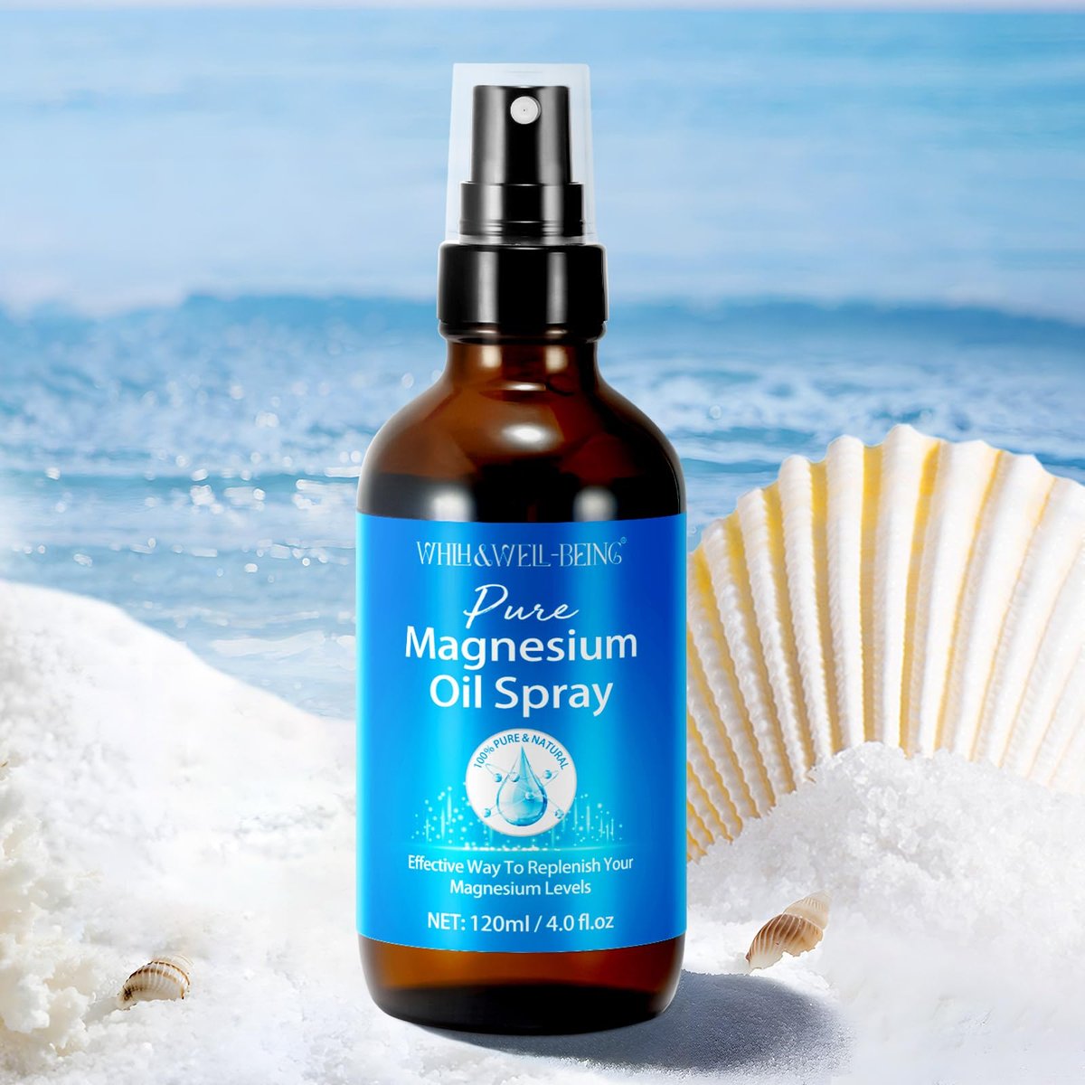Magnesium Spray – Reines Magnesiumöl in Glasflasche, leicht absorbierbar, 120 ml