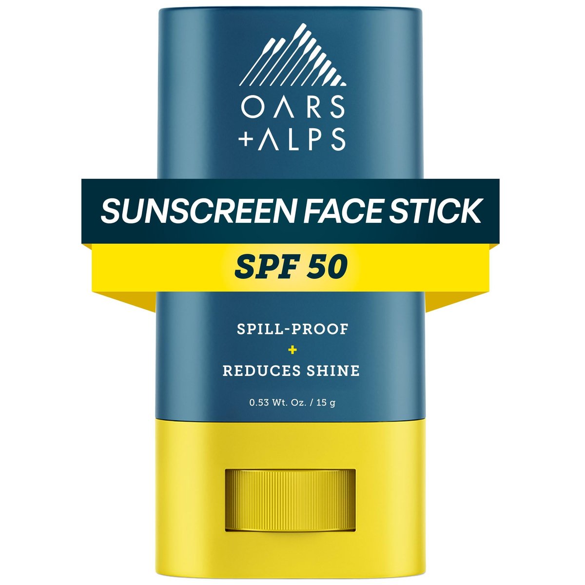 Oars + Alps Matte Gesichts-Sonnenstick, SPF 50, Reisegröße, parfümfrei, wasser- und schweißbeständig, für alle Hauttypen, dermatologisch getestet, feuchtigkeitsspendend, 0,53 Unzen