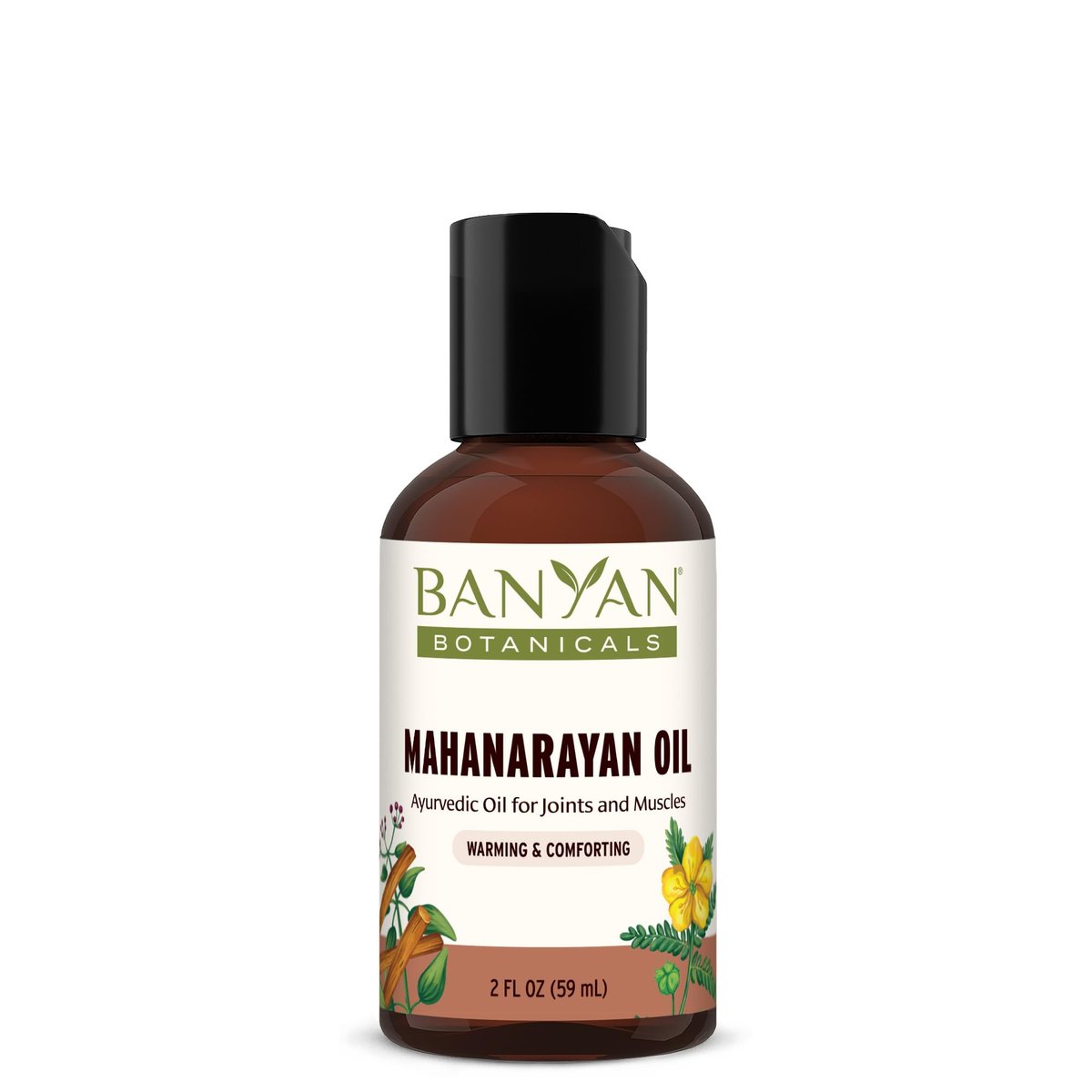 Banyan Botanicals Mahanarayan Öl – 99% Bio Ayurvedisches Massageöl – Tiefenwirksames Kräuteröl zur Wärmung, Beruhigung und Linderung von Gelenken und Muskeln – 2 oz – Nicht-GMO, nachhaltig bezogenes Abhyanga-Öl