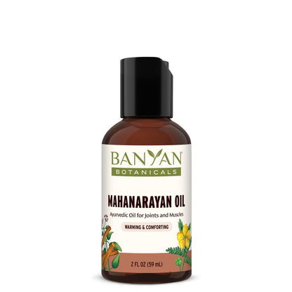 Banyan Botanicals Mahanarayan Öl – 99% Bio Ayurvedisches Massageöl – Tiefenwirksames Kräuteröl zur Wärmung, Beruhigung und Linderung von Gelenken und Muskeln – 2 oz – Nicht-GMO, nachhaltig bezogenes Abhyanga-Öl