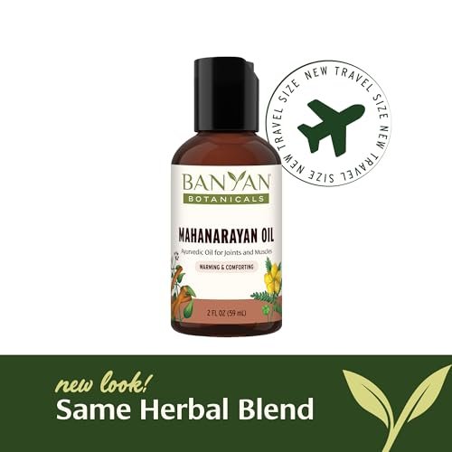 Banyan Botanicals Mahanarayan Öl – 99% Bio Ayurvedisches Massageöl – Tiefenwirksames Kräuteröl zur Wärmung, Beruhigung und Linderung von Gelenken und Muskeln – 2 oz – Nicht-GMO, nachhaltig bezogenes Abhyanga-Öl