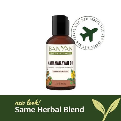 Banyan Botanicals Mahanarayan Öl – 99% Bio Ayurvedisches Massageöl – Tiefenwirksames Kräuteröl zur Wärmung, Beruhigung und Linderung von Gelenken und Muskeln – 2 oz – Nicht-GMO, nachhaltig bezogenes Abhyanga-Öl
