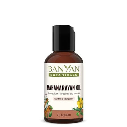 Banyan Botanicals Mahanarayan Öl – 99% Bio Ayurvedisches Massageöl – Tiefenwirksames Kräuteröl zur Wärmung, Beruhigung und Linderung von Gelenken und Muskeln – 2 oz – Nicht-GMO, nachhaltig bezogenes Abhyanga-Öl