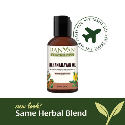 Banyan Botanicals Mahanarayan Öl – 99% Bio Ayurvedisches Massageöl – Tiefenwirksames Kräuteröl zur Wärmung, Beruhigung und Linderung von Gelenken und Muskeln – 2 oz – Nicht-GMO, nachhaltig bezogenes Abhyanga-Öl